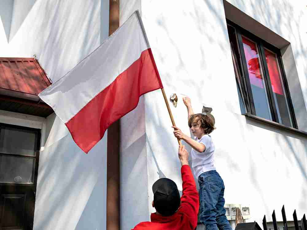Campus with flag
