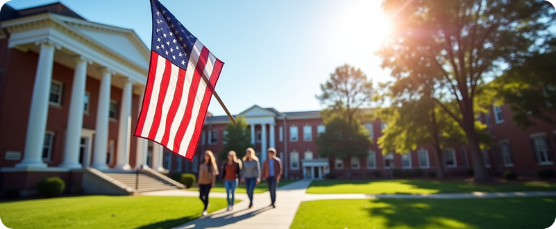 Campus with flag